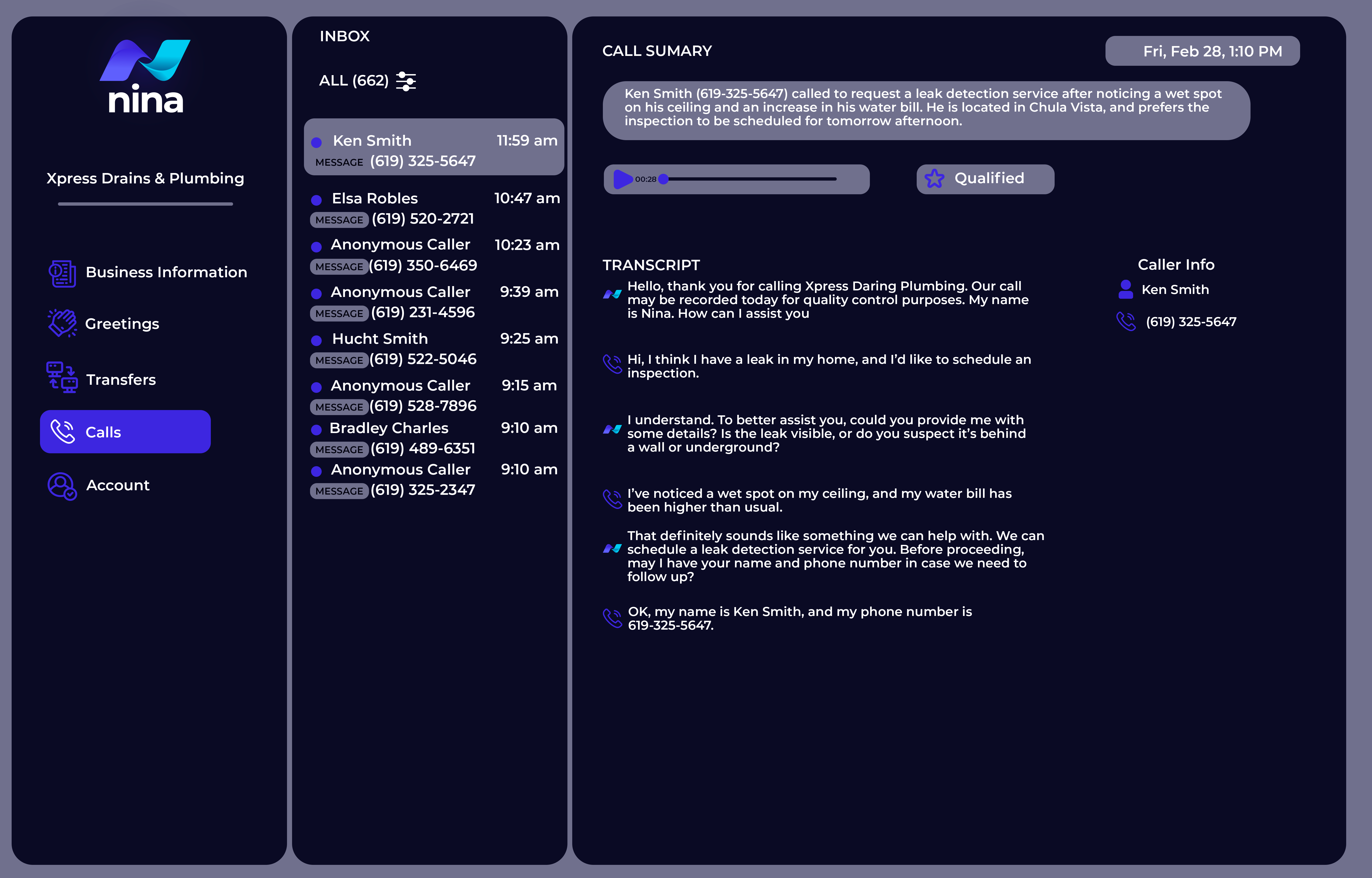 AI-powered phone assistant NinaWorks managing business calls and scheduling appointments for enhanced customer interactions.